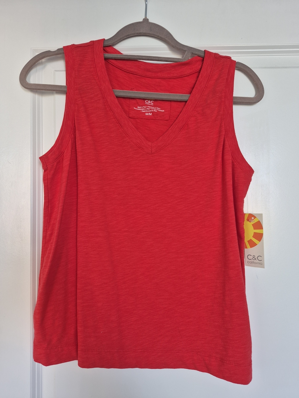 C&C California Bright Red V-Neck Tank